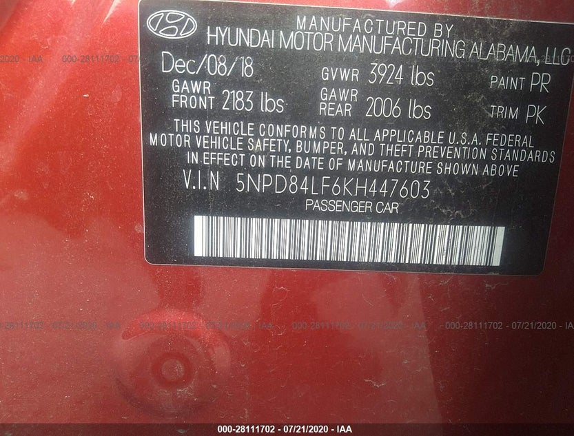 5NPD84LF6KH447603