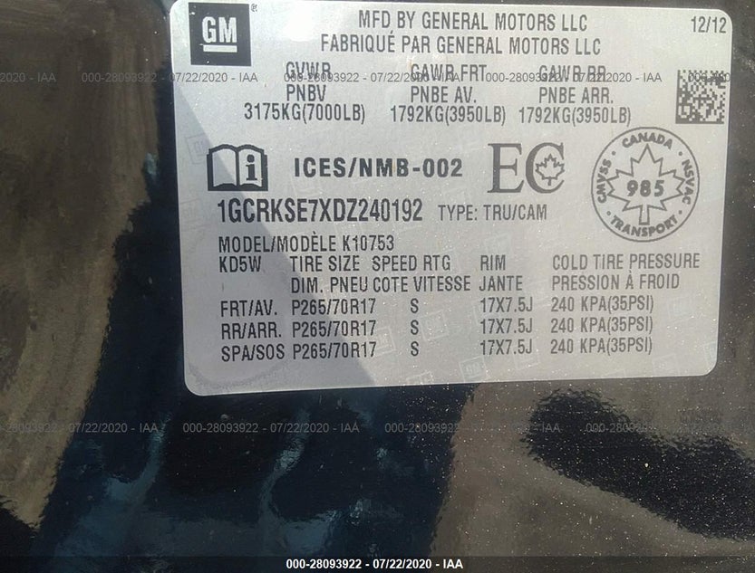 1GCRKSE7XDZ240192