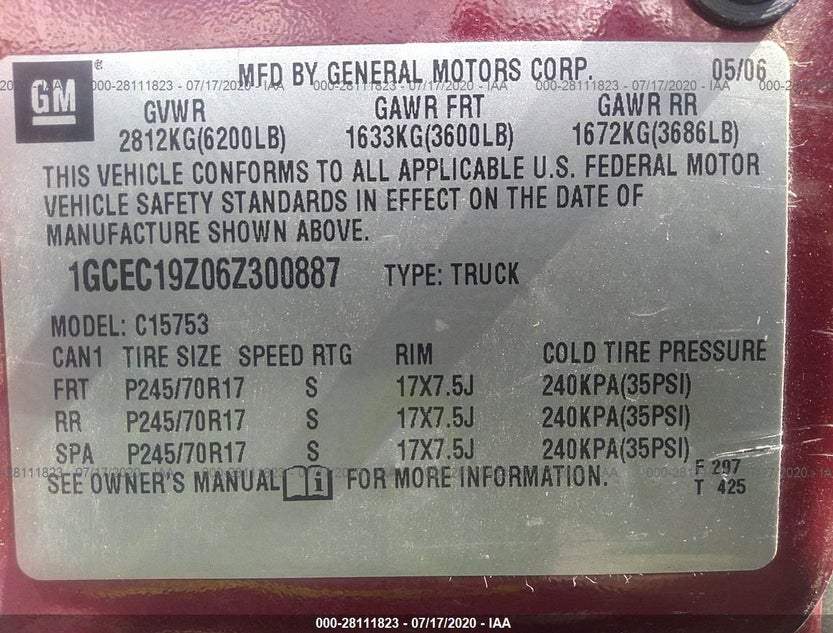 1GCEC19Z06Z300887