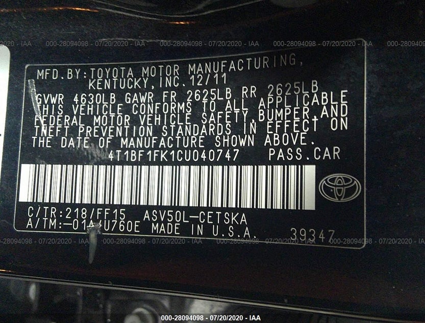4T1BF1FK1CU040747