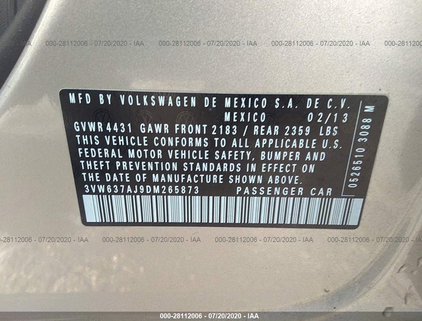 3VW637AJ9DM265873