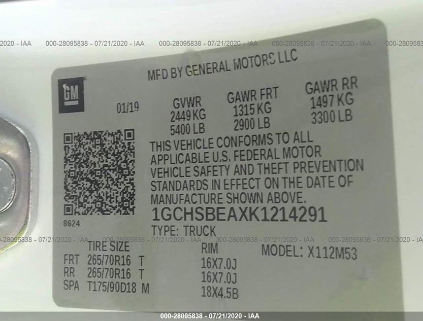 1GCHSBEAXK1214291