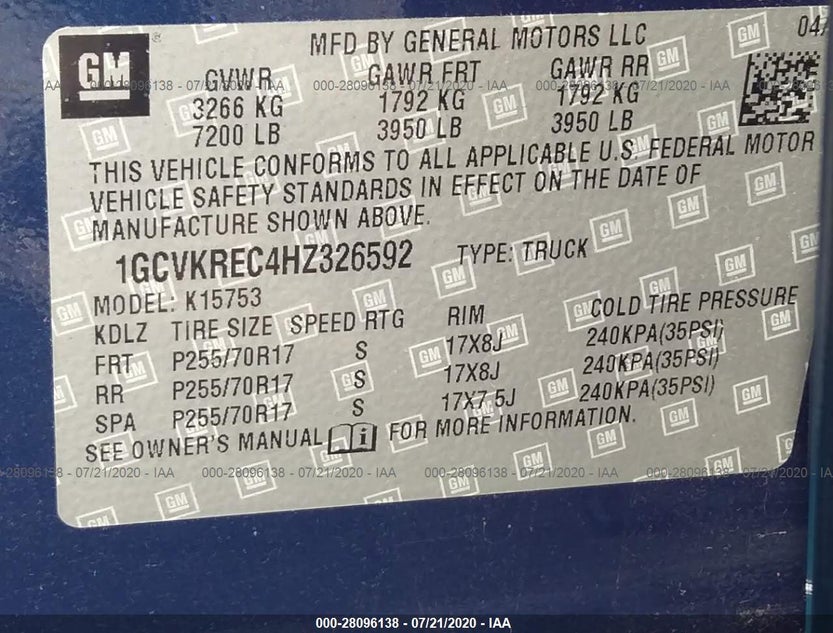 1GCVKREC4HZ326592