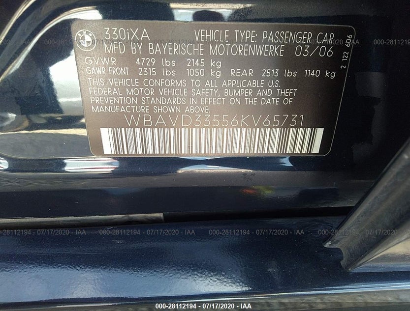 WBAVD33556KV65731