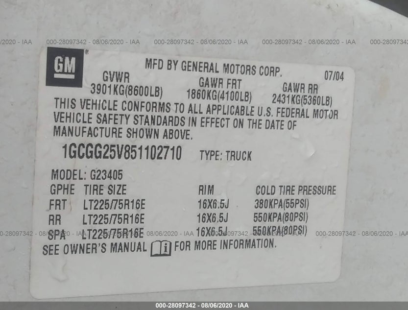 1GCGG25V851102710