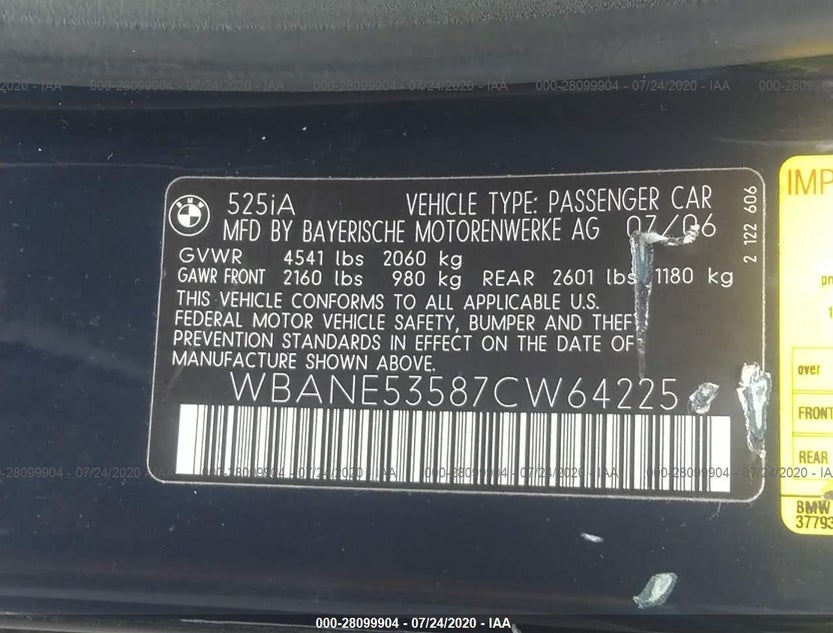 WBANE53587CW64225