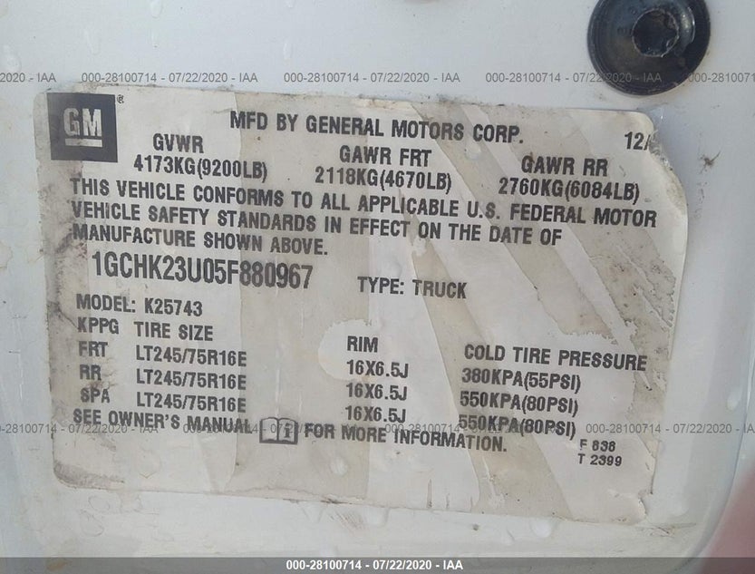 1GCHK23U05F880967