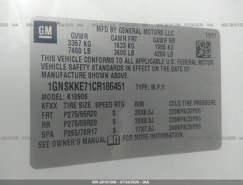 1GNSKKE71CR186451