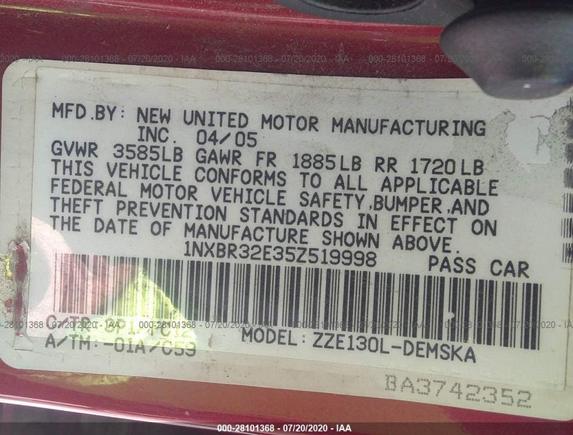 1NXBR32E35Z519998