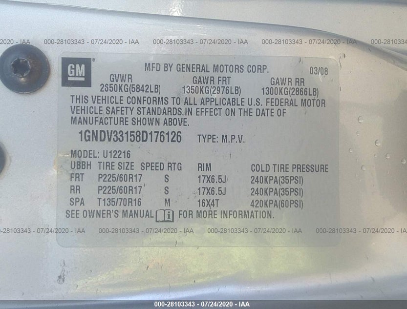 1GNDV33158D176126