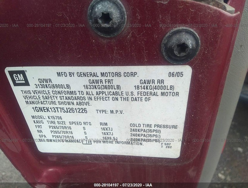 1GNEK13T75J261226