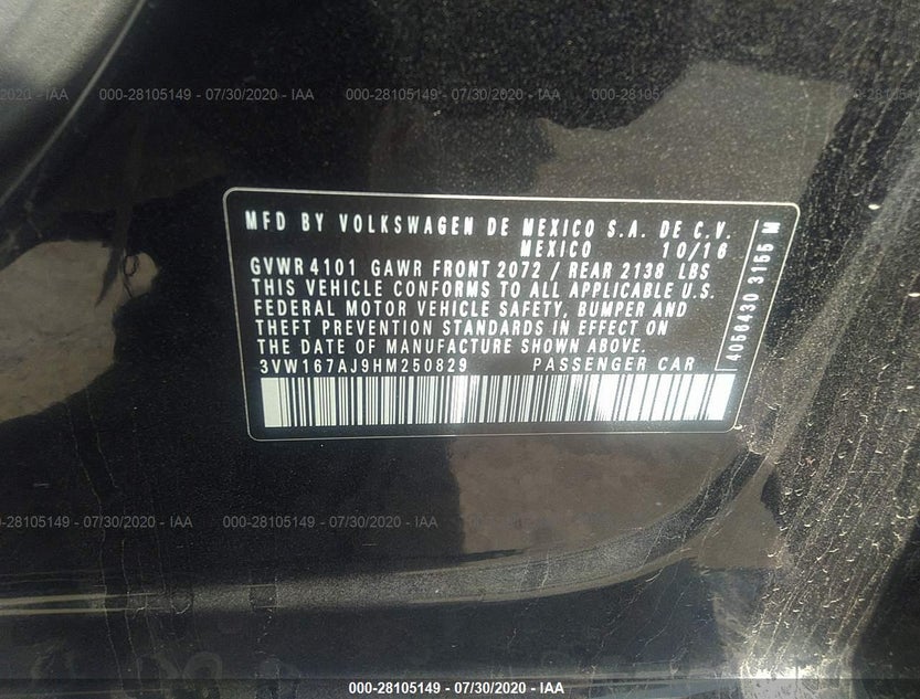 3VW167AJ9HM250829