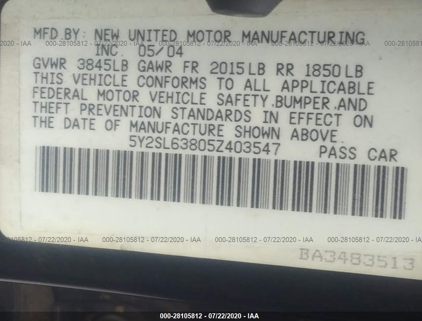 5Y2SL63805Z403547