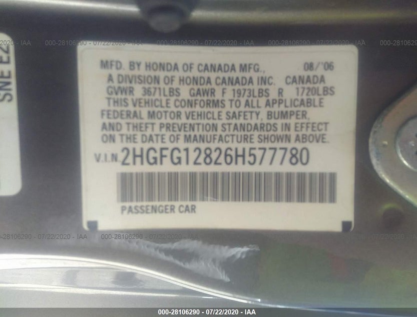 2HGFG12826H577780