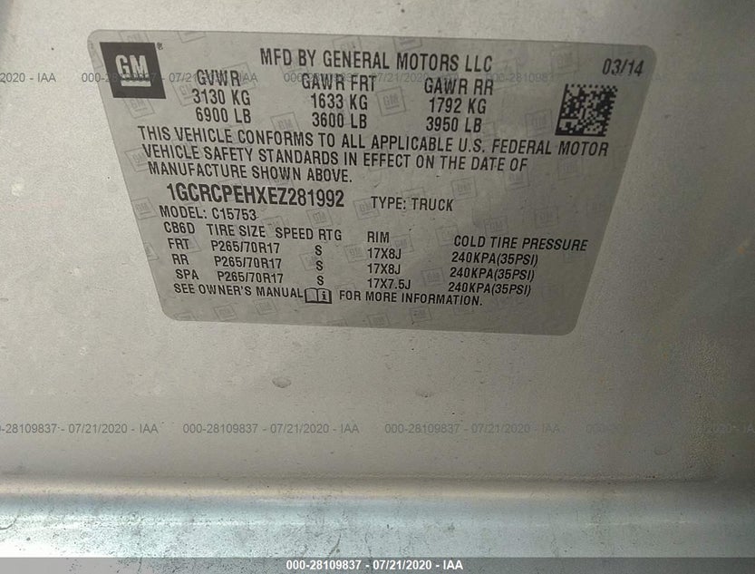 1GCRCPEHXEZ281992
