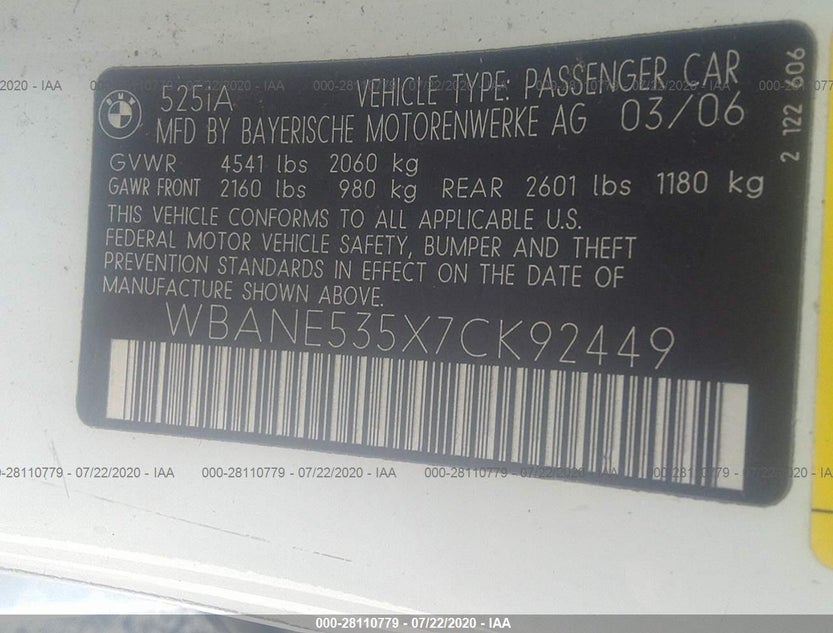 WBANE535X7CK92449
