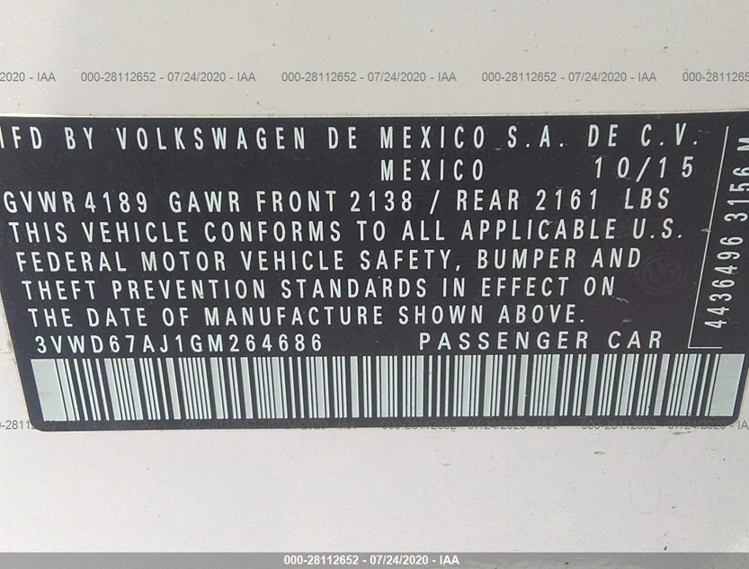 3VWD67AJ1GM264686