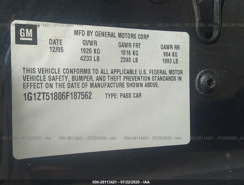 1G1ZT51806F187562
