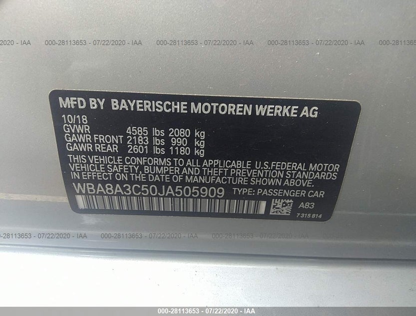 WBA8A3C50JA505909
