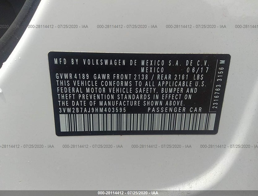 3VW2B7AJ9HM403595