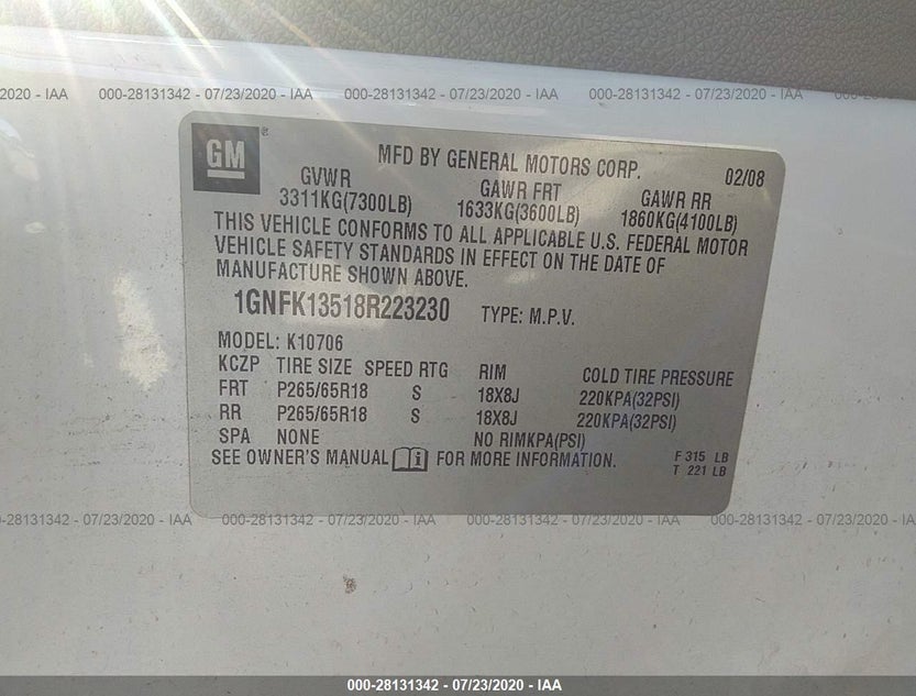 1GNFK13518R223230
