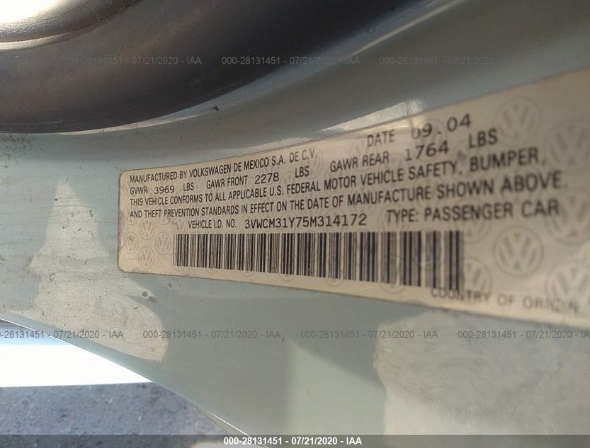 3VWCM31Y75M314172