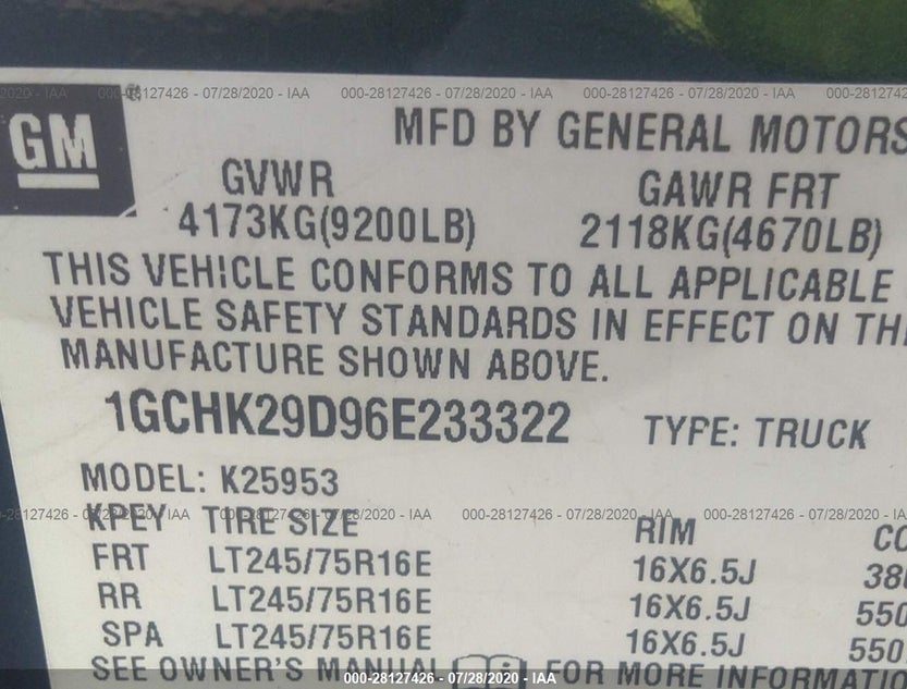 1GCHK29D96E233322