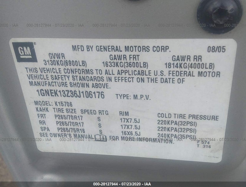 1GNEK13Z36J106176