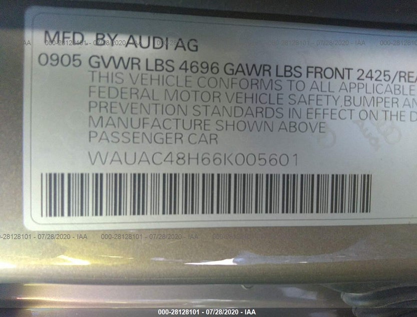 WAUAC48H66K005601