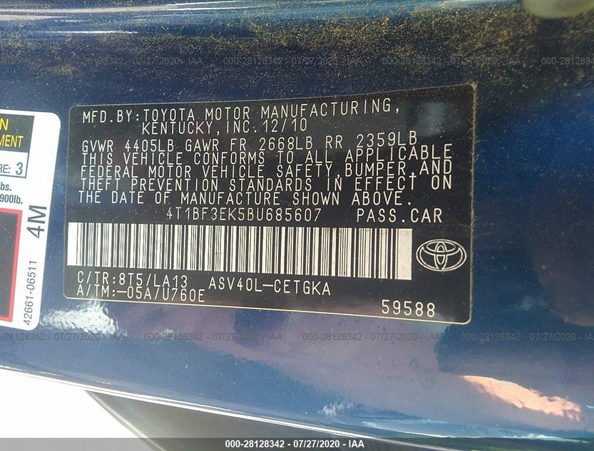 4T1BF3EK5BU685607