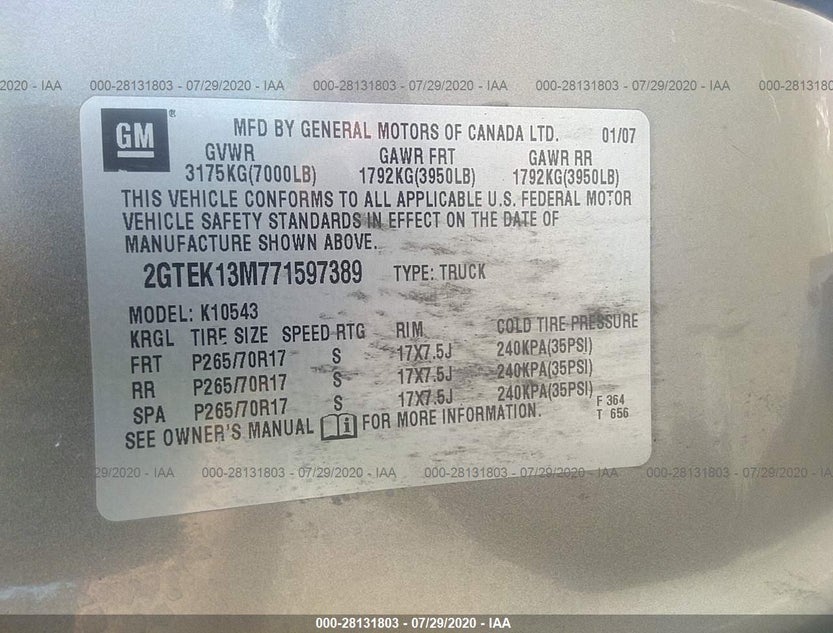 2GTEK13M771597389