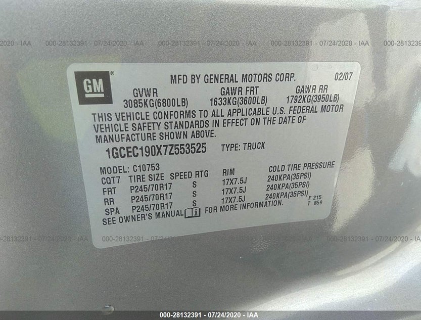 1GCEC190X7Z553525