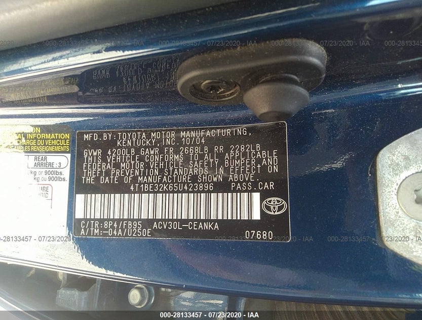 4T1BE32K65U423896