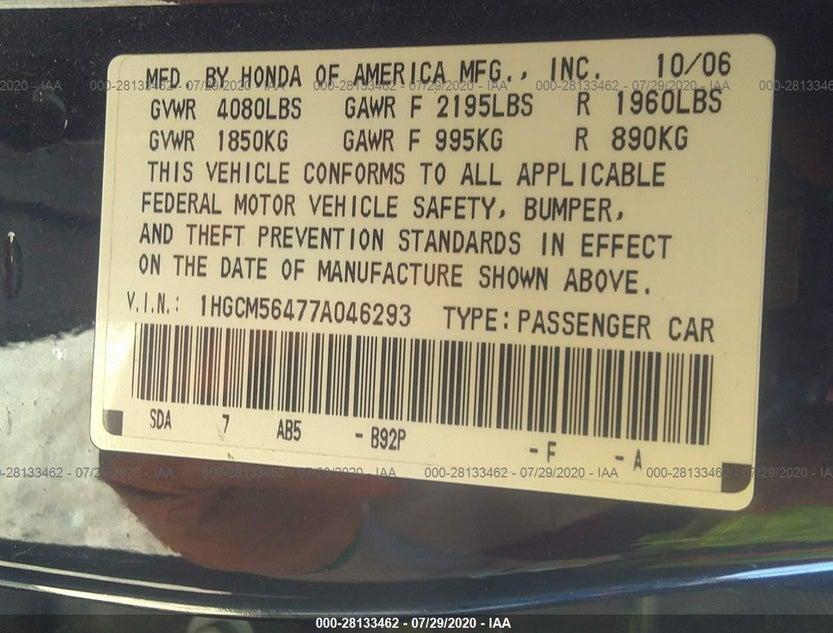 1HGCM56477A046293