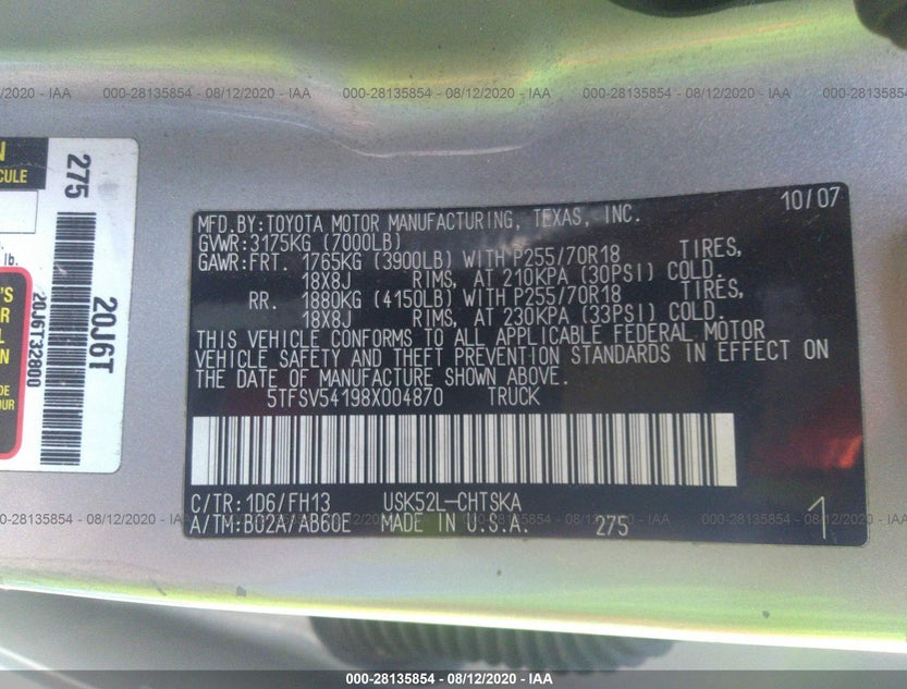 5TFSV54198X004870