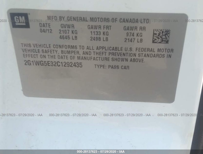 2G1WG5E32C1292435