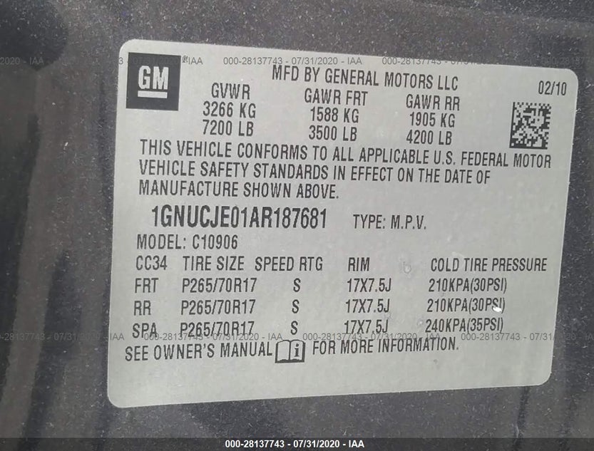 1GNUCJE01AR187681