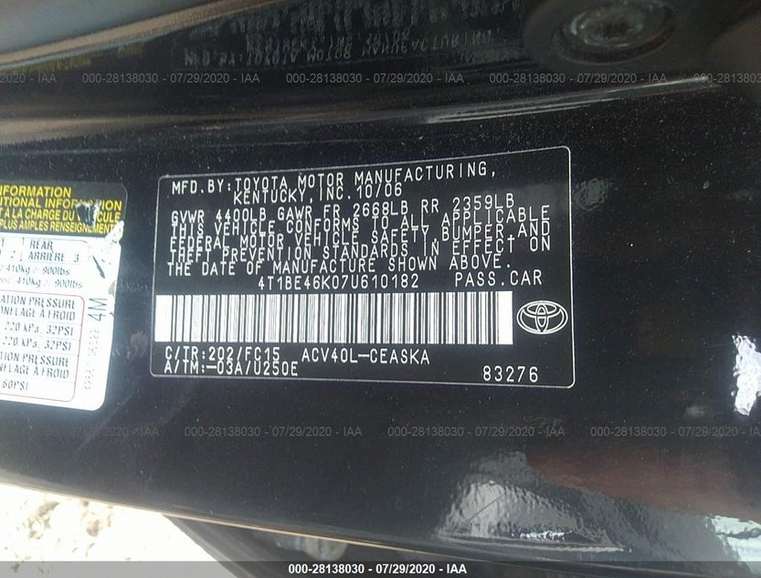 4T1BE46K07U610182