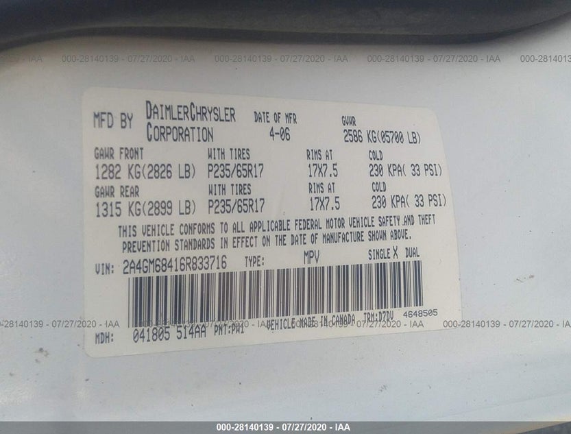 2A4GM68416R833716