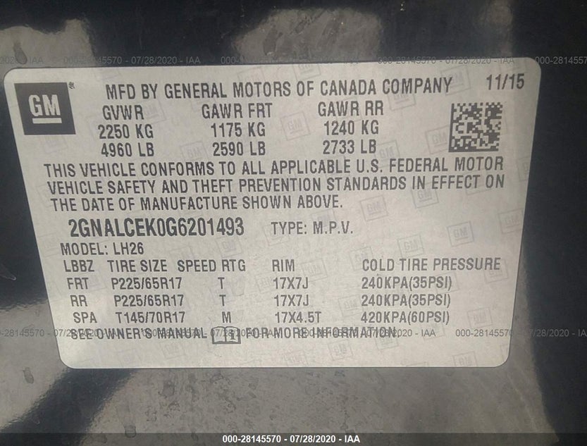 2GNALCEK0G6201493