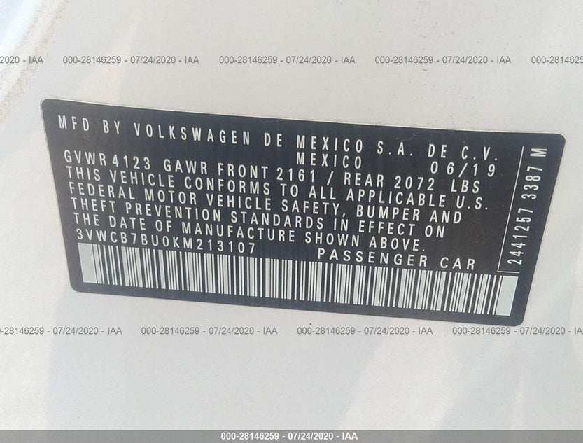 3VWCB7BU0KM213107
