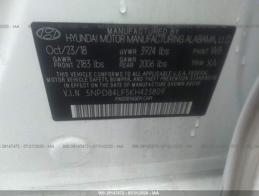 5NPD84LF5KH423809