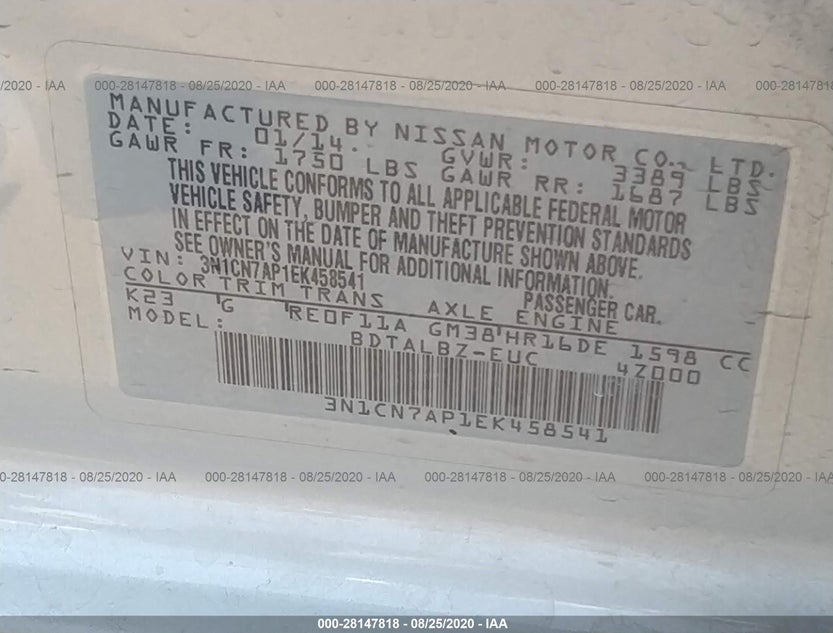 3N1CN7AP1EK458541