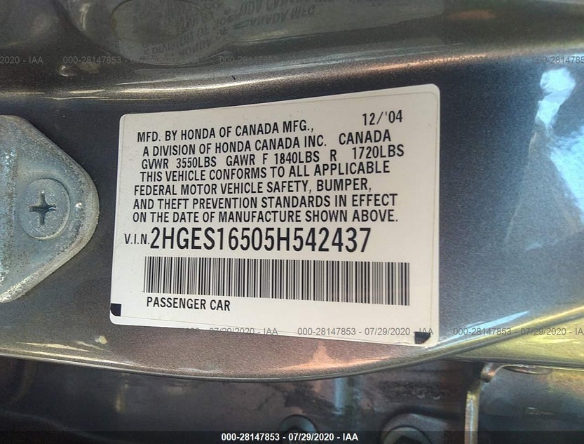 2HGES16505H542437