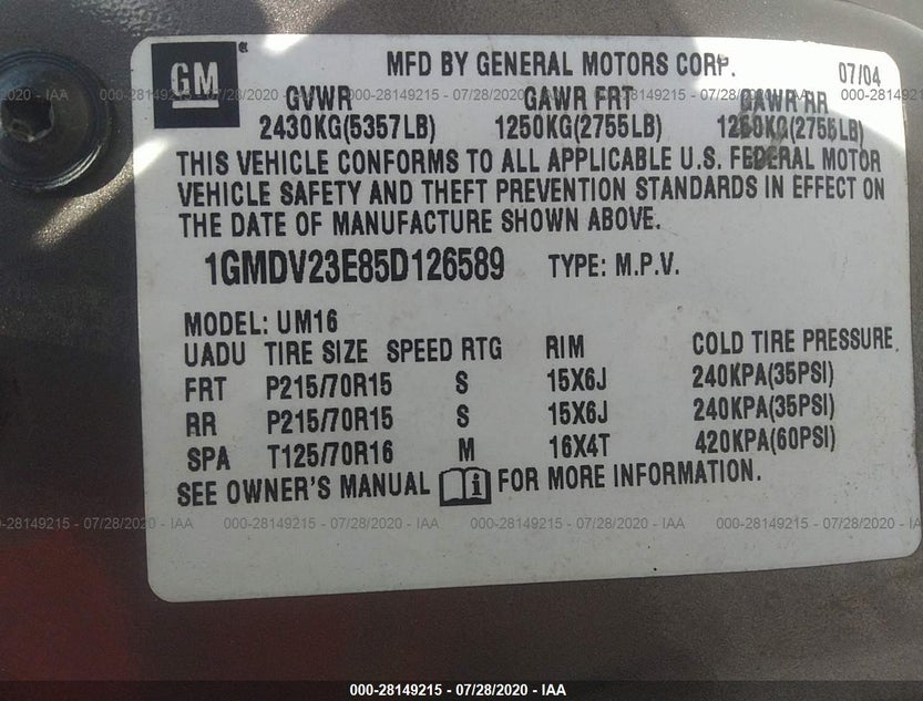 1GMDV23E85D126589
