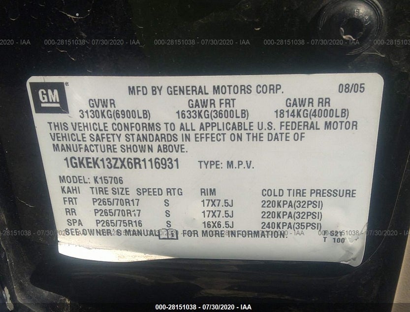 1GKEK13ZX6R116931