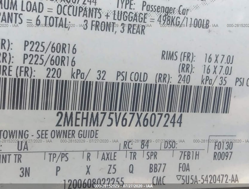 2MEHM75V67X607244