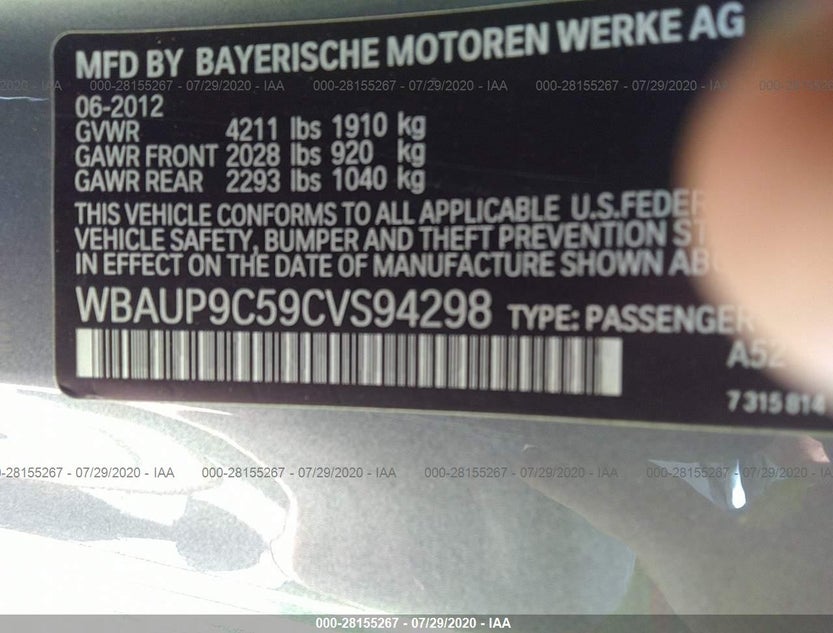 WBAUP9C59CVS94298