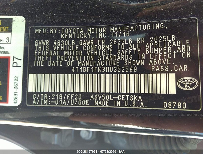 4T1BF1FK3HU352589