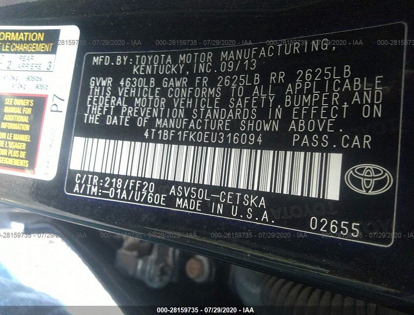 4T1BF1FK0EU316094